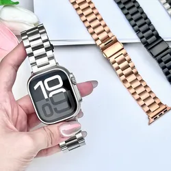 Stainless Steel Strap for Apple Watch band 45mm 44mm Ultra 2 49mm 42mm-40mm-41mm-46mm Metal watchband series 10 9 8 7 6 5 4 3 se