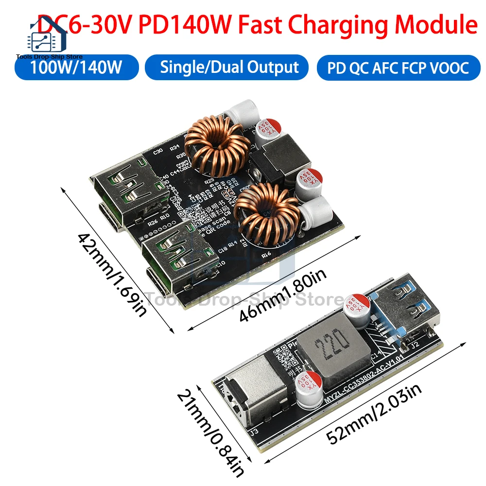 

PD140W 100W Fast Charging Module Full Protocol DIY Motherboard intelligent Desktop Charger supports PD QC AFC FCP VOOC Type-C