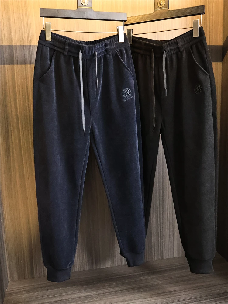 

High ammage Densely Woven Soft Fiber Men's Spring 2025 Embroidered Casual Pants Faion Urban Sle Long Straight Leg