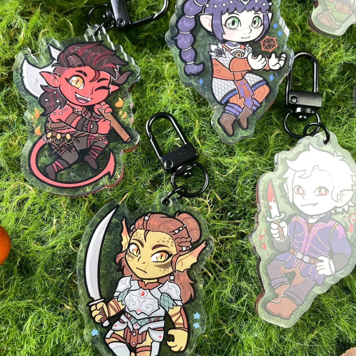 Bode's Gate 3 double-sided acrylic keychain pendant: Dungeons&Dragons, Shadowheart, Asdaeron, Karak, Gail, Halsin, Will, Rezel