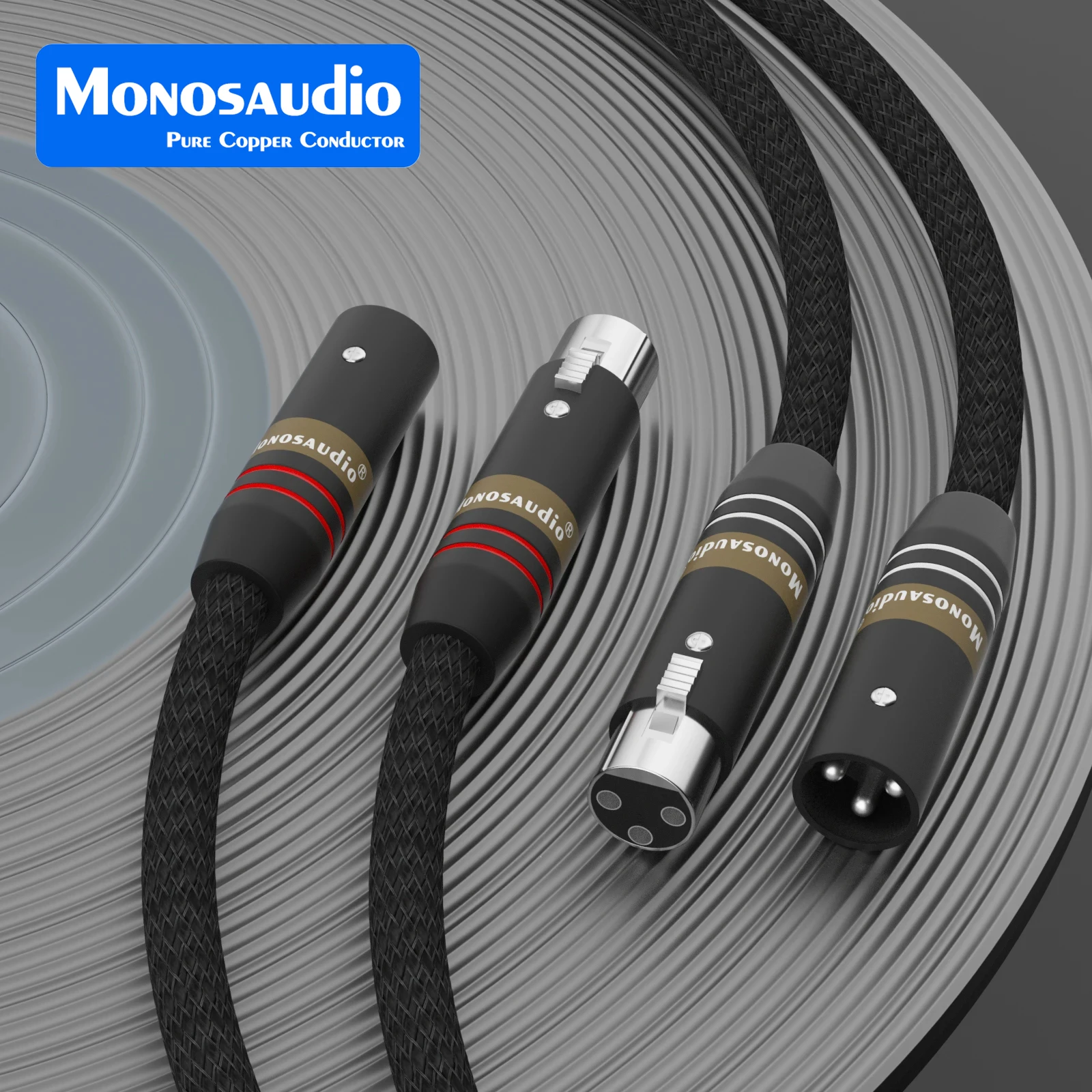 

Monosaudio A202X2G 4N Silver Plated OFC Copper XLR Male to Female Interconnect Signal Cable with Gold Plated 3Pin XLR Connector