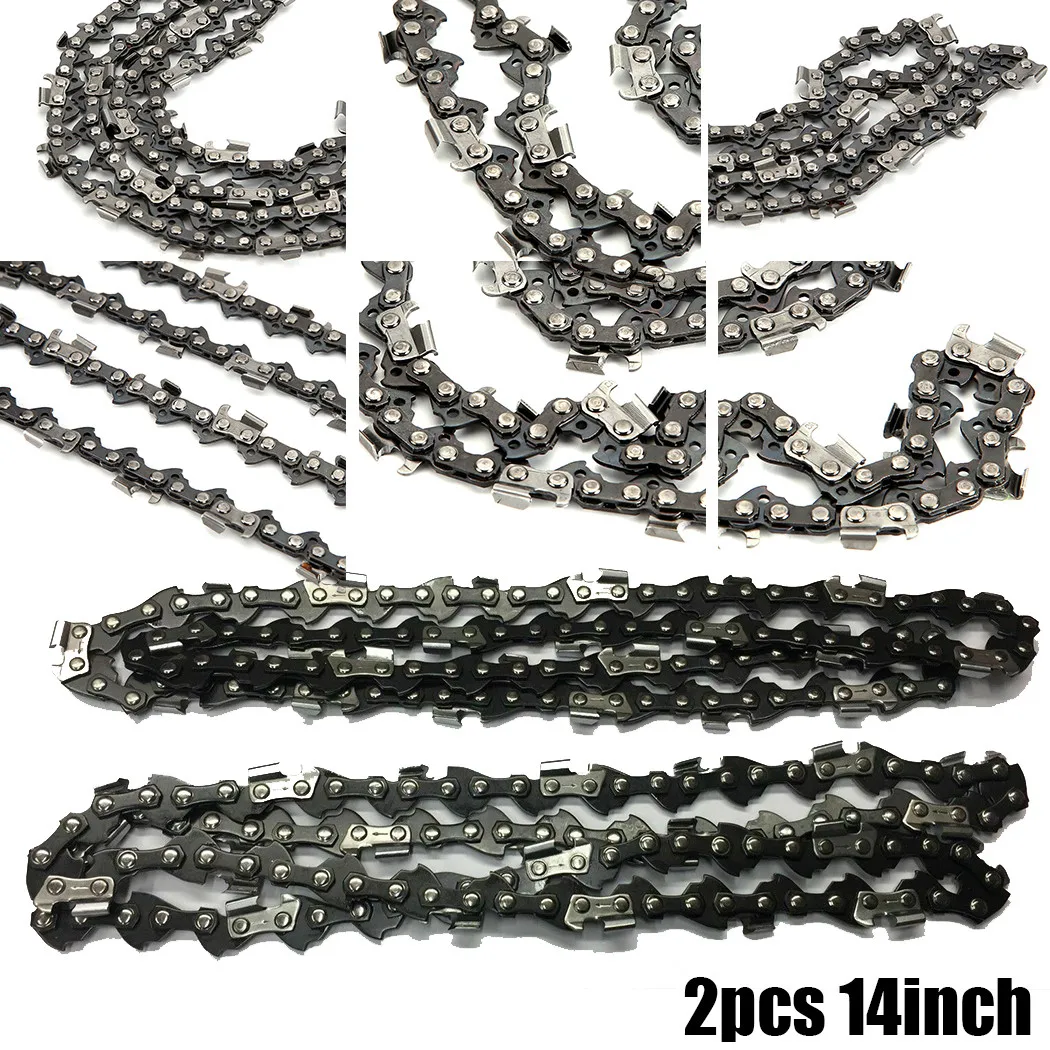 2Pcs Chain Chainsaw Chain 3 8 Inch 14inch Chains 52 Links Wood Cutting Tools For Bosch AKE35s 1.3mm .050 Gauge