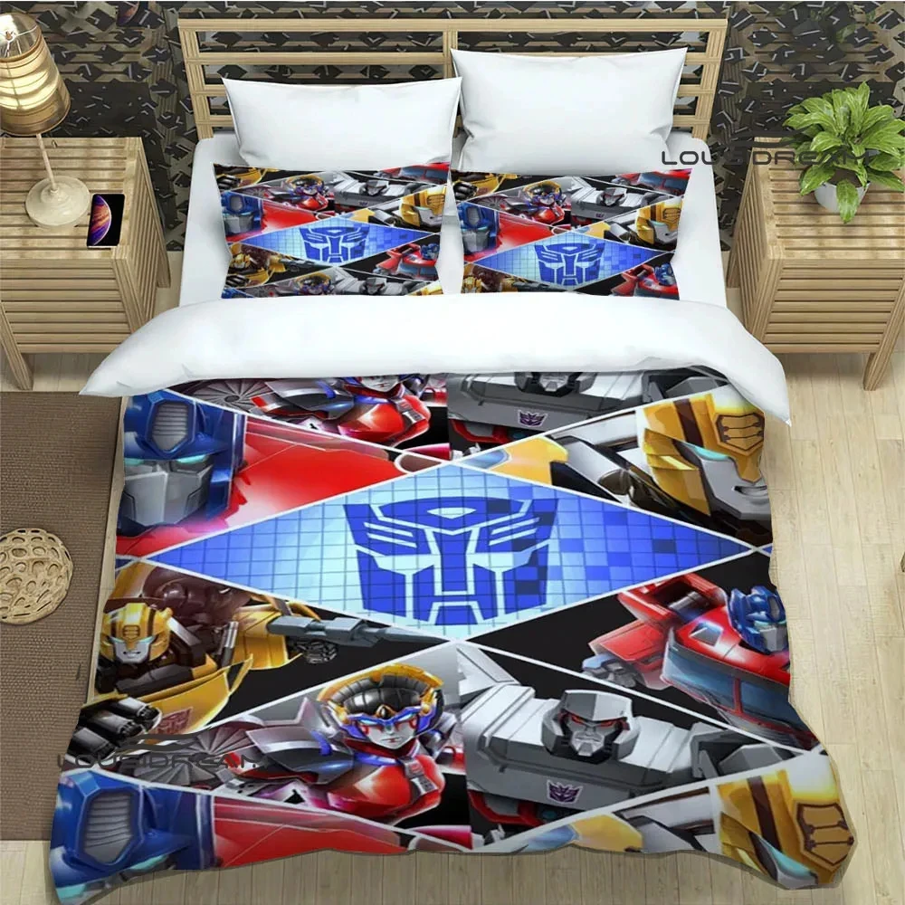 3D Print T-Transformers Cartoon Bedding Set Duvet Cover Bed Set Quilt Cover Twin Single Queen King Size Boys Adult Home Textile