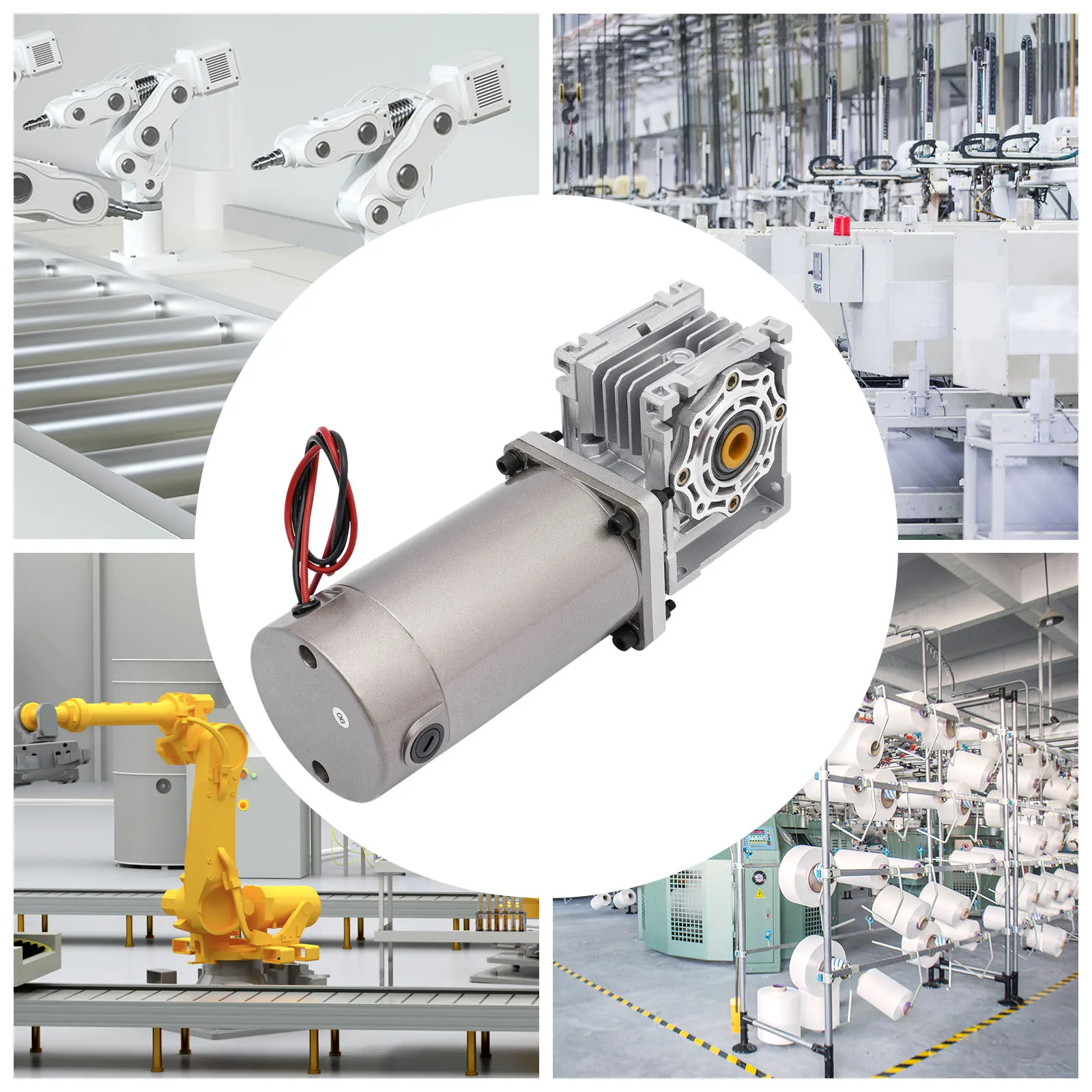 محرك تروس دودة 300 وات تيار مستمر 24 فولت مع علبة تروس ذاتية القفل قابلة للعكس ذات عزم دوران عالي منخفضة الضوضاء لأتمتة المعدات الصناعية #2