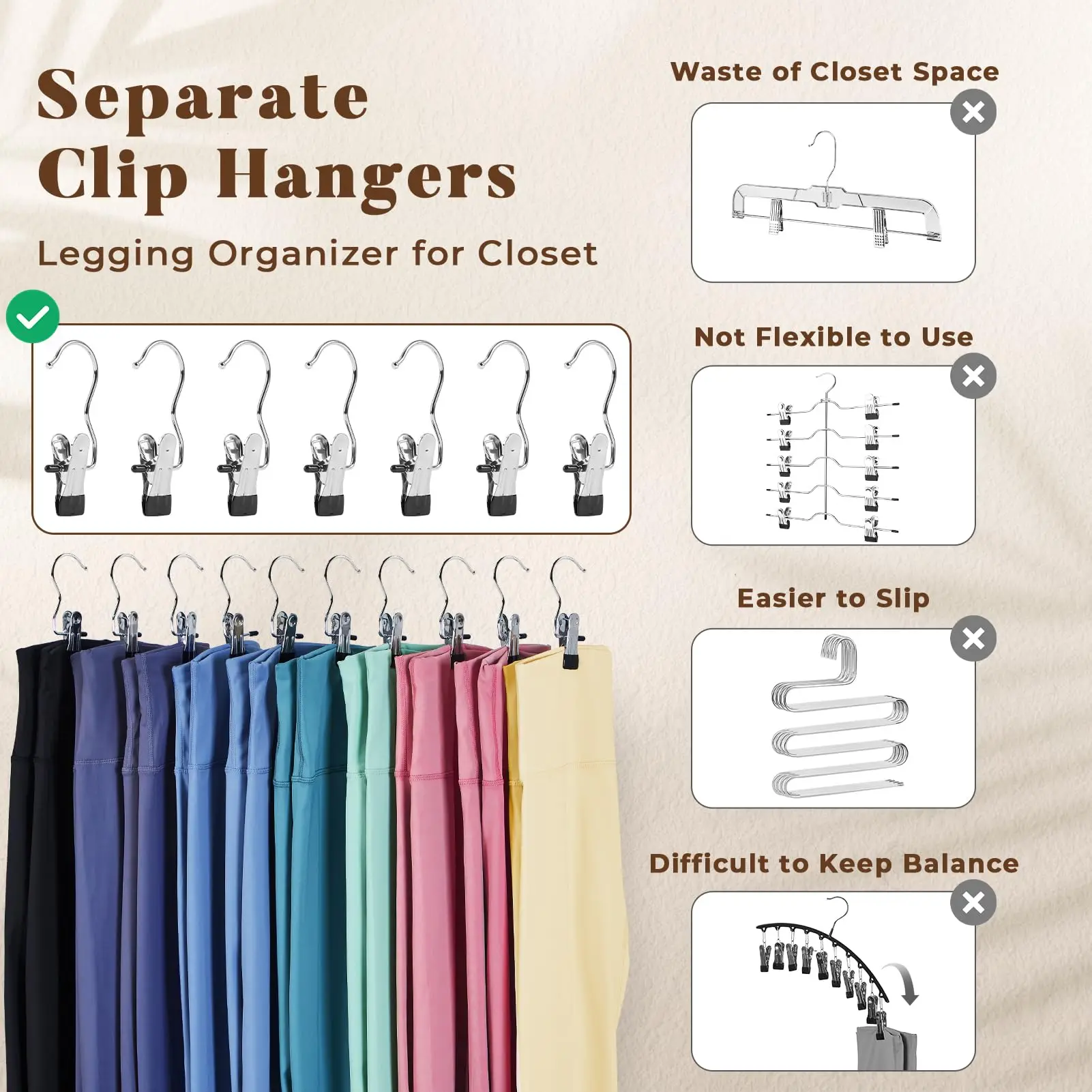 Pant Hangers with Clips Leggings Hangers for Closet Shorts Hangers with Clips Clothes Hangers with Clips Skirt Hangers for Women