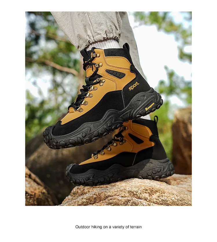 Herren-Outdoor-High-Top-Stiefel mit Dicken Sohlen, Hervorragender Griffigkeit, Besonders Geeignet für Bergsteigen und Wandern | Freizeitstiefel | Bergsteigerausrüstung und Campingausrüstung – Detail 13