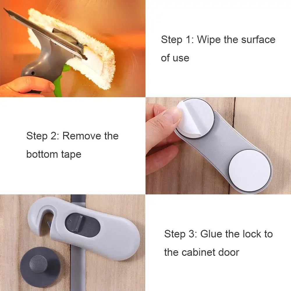 Simple Installation ABS Plastic Storage Cabinet Door Lock Refrigerator Door Lock Anti-Pinch Hand Door Lock Baby Safety Lock