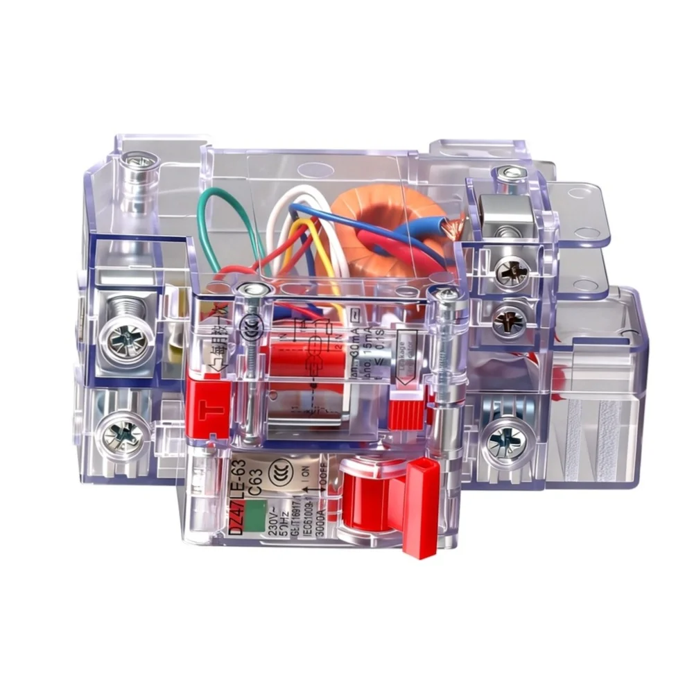 1pc Transparent Circuit Breaker 1P 6A TO 63A With Overload Short Circuit Leakage Protector Quick Response For Electrical Systems