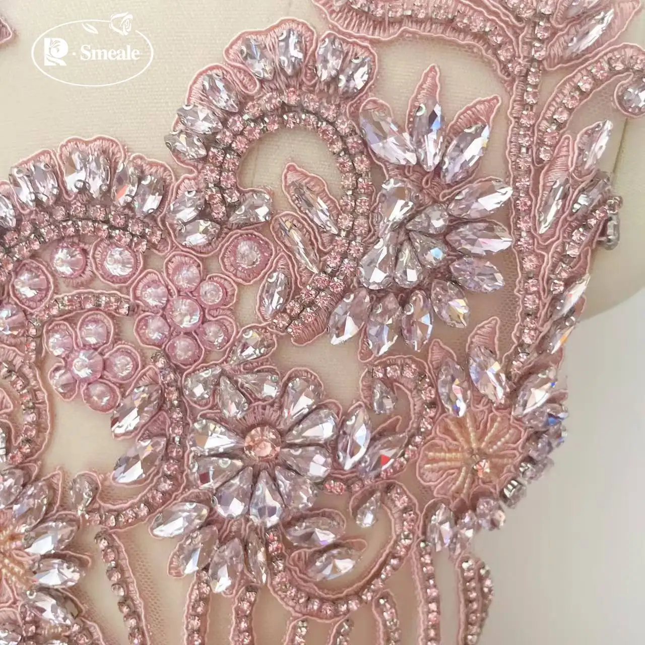 18-Farben Handgenähter Glas-Strass-Kragen. Funkelnder Strass-Kragen, Blumen-Schal, Schulterpartie, Hochzeitskleid DIY-Applikation RS2505161 – Detail 8