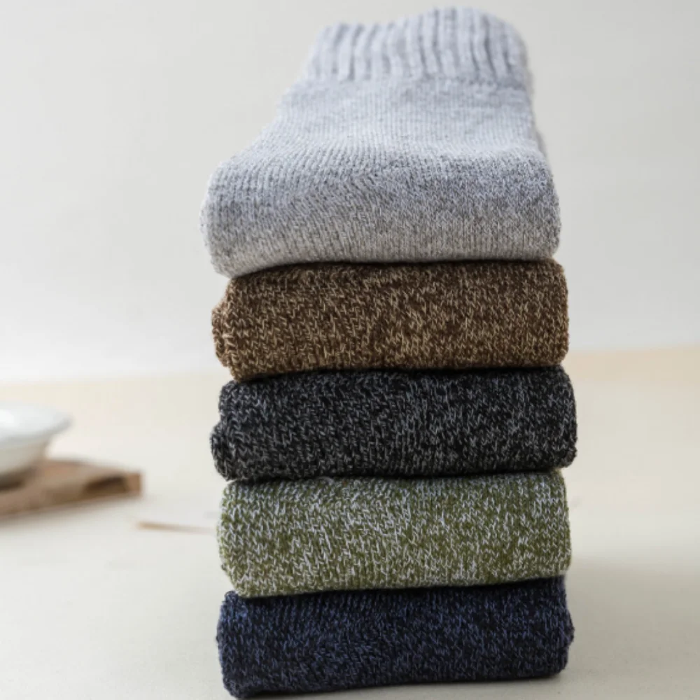 5 أزواج الشتاء الدافئة الرجال الجوارب الصوف الذكور الجوارب النسائية سوبر سميكة الصلبة الجوارب ميرينو جوارب من الصوف ضد الثلوج الباردة تيري الجوارب