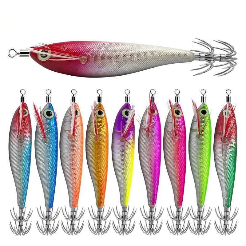 

In Stock 9g Luminous Glow Laser Holographic Horizontal Squid Jig Realistic Bionic Hard Bait Squid Cuttlefish Saltwater Tackle