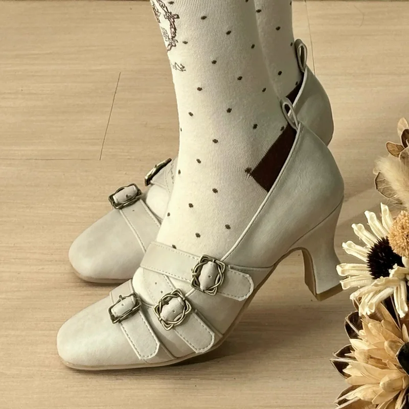 

High Heels Mary Janes Shoes Women's Elegant Heeled Shoes 2025 Pumps Luxury Shoes Autumn New Party Lolita Shallow Mujer Sandalias