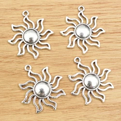 10pcs 34x30mm Antique Silver Plated Sun Handmade Charms Pendant DIY Jewelry Findings for Bracelet Necklace Accessories