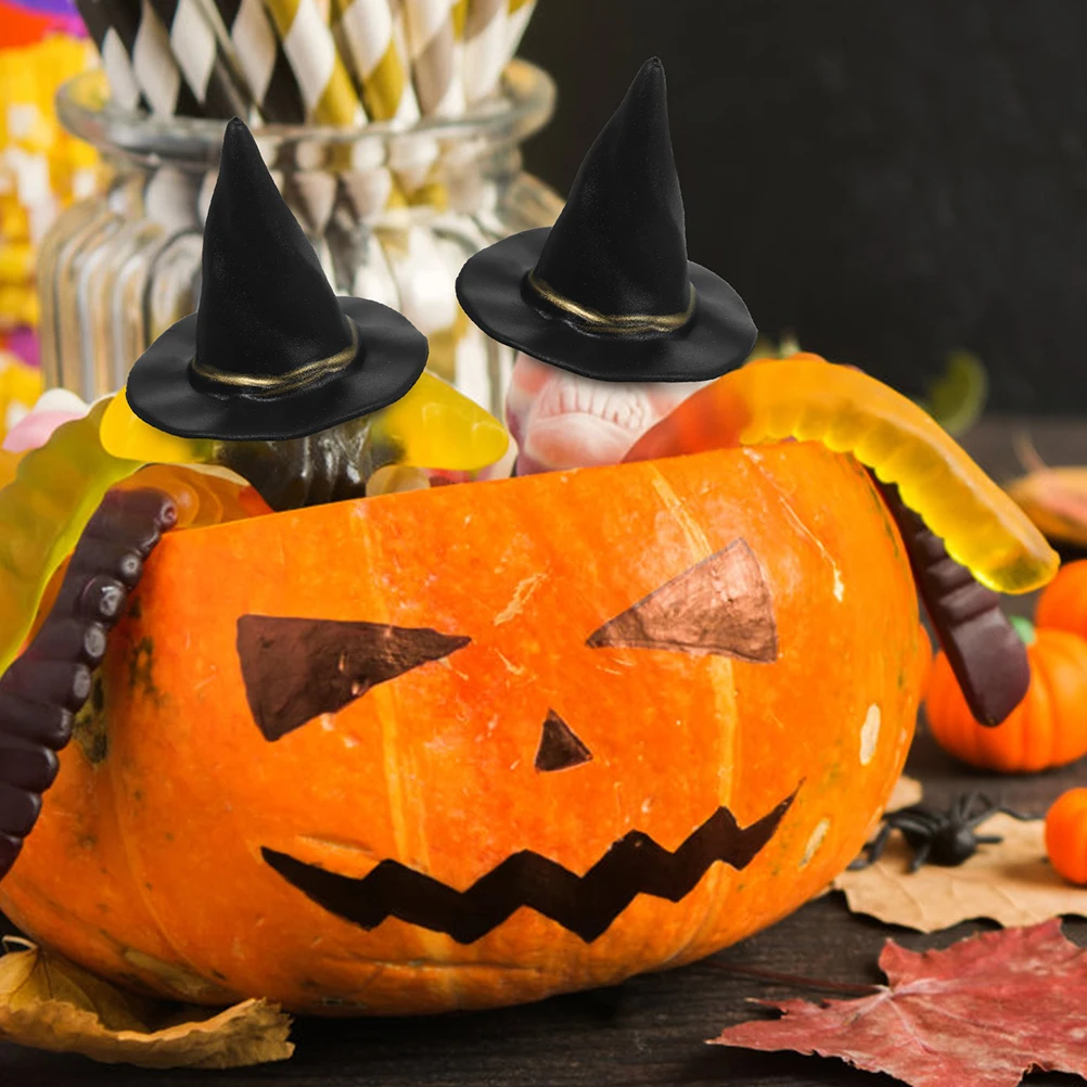 

12 Pcs Witch Hat Toys Halloween Hats Decorations Tiny for Crafts Jar Small Plastic Miniature Toddler