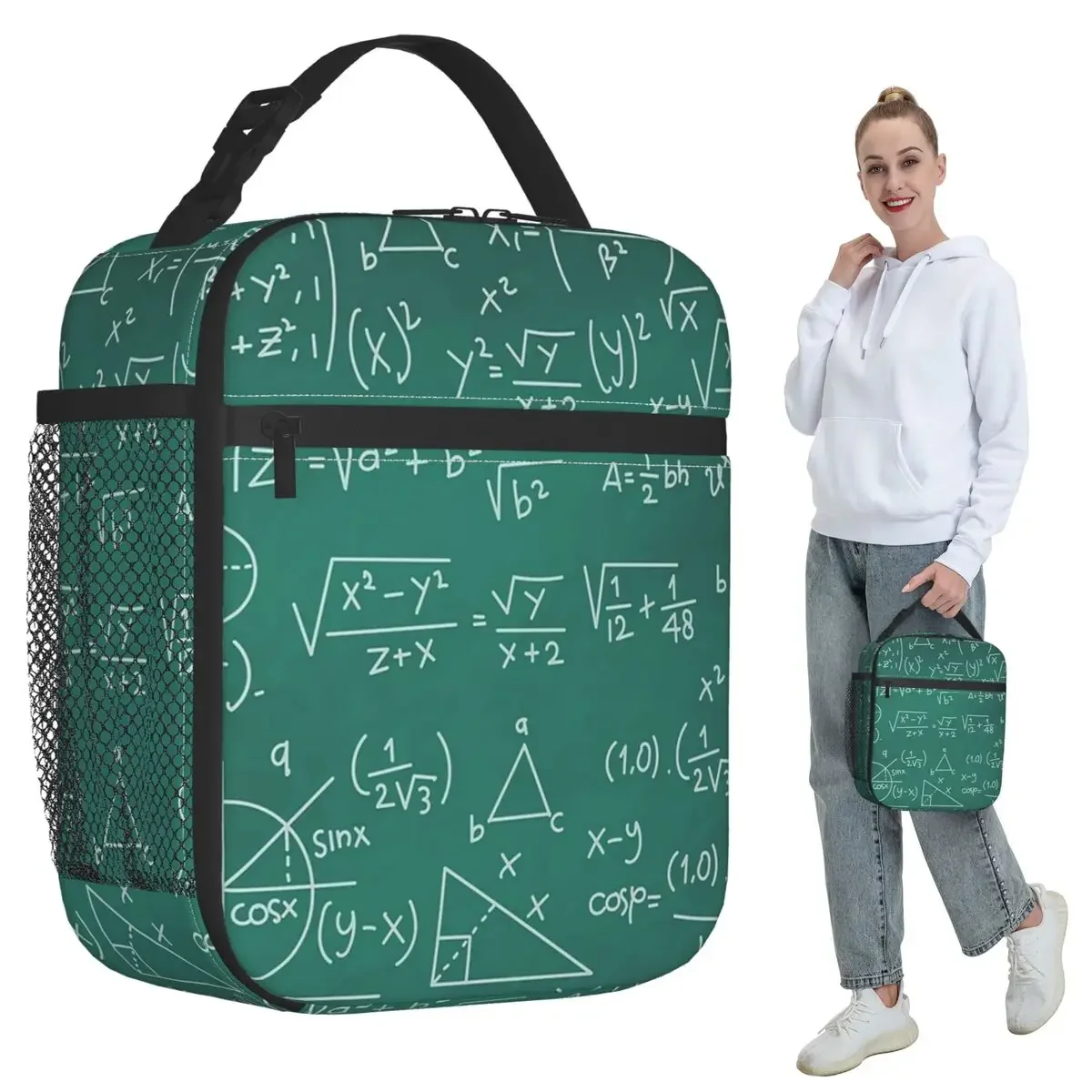 Math Formulas Chalkboard School Geek Insulated Lunch Bag Office Cooler Thermal Food Box Tote Leakproof Lunch Boxes Container