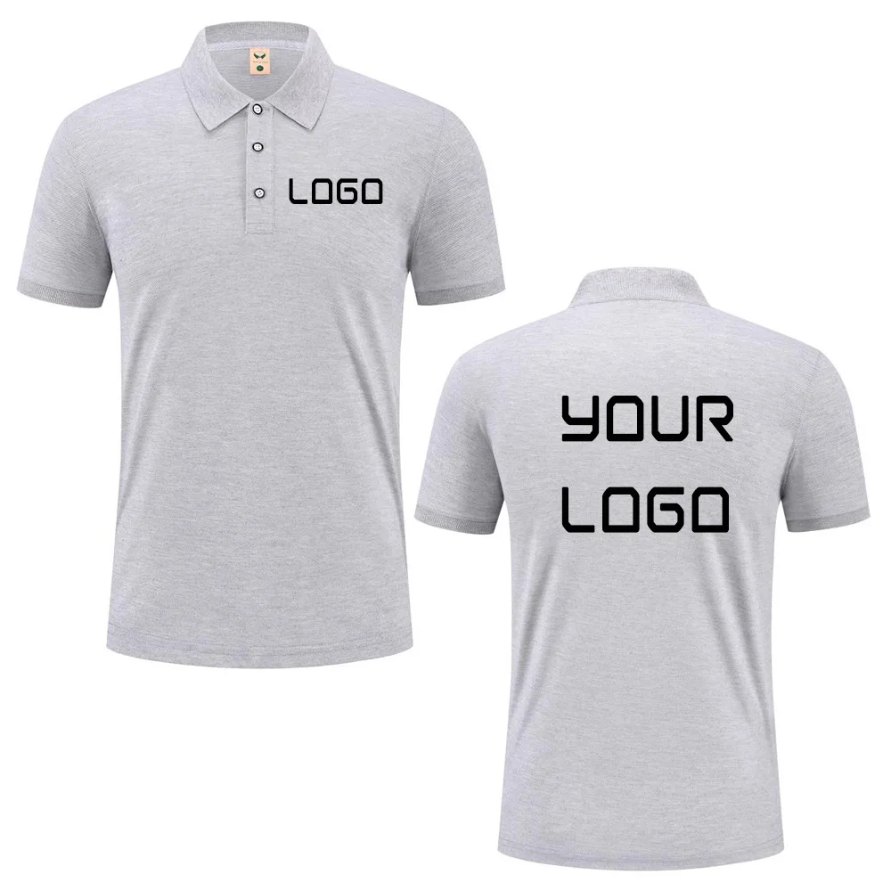 Summer casual polo shirt with custom logo print text image design, breathable workwear short sleeves, polo shirt for men women view 4
