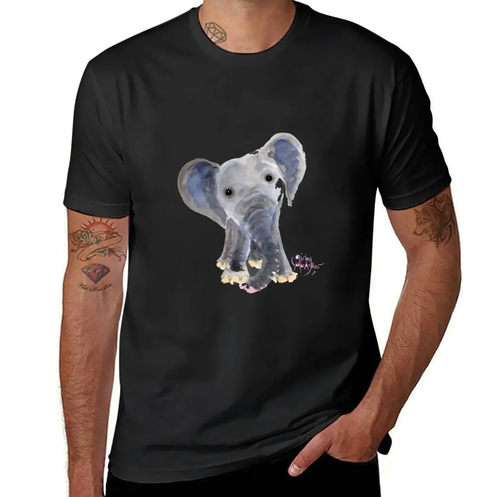 Nosey Elephant ' Nosey Nelson ' by Shirley MacArthur T-Shirt graphic tee shirt shirts graphic tee T-shirt men