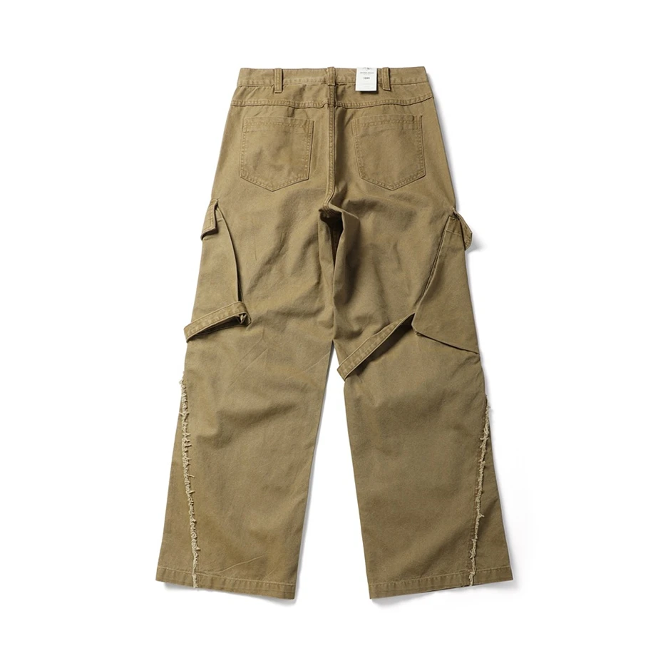 Mens Pockets Cargo Pants Cotton Casual Trousers Men Streetwear Wide Leg Function Paratrooper Pant Cityboy Baggy Logging Pants