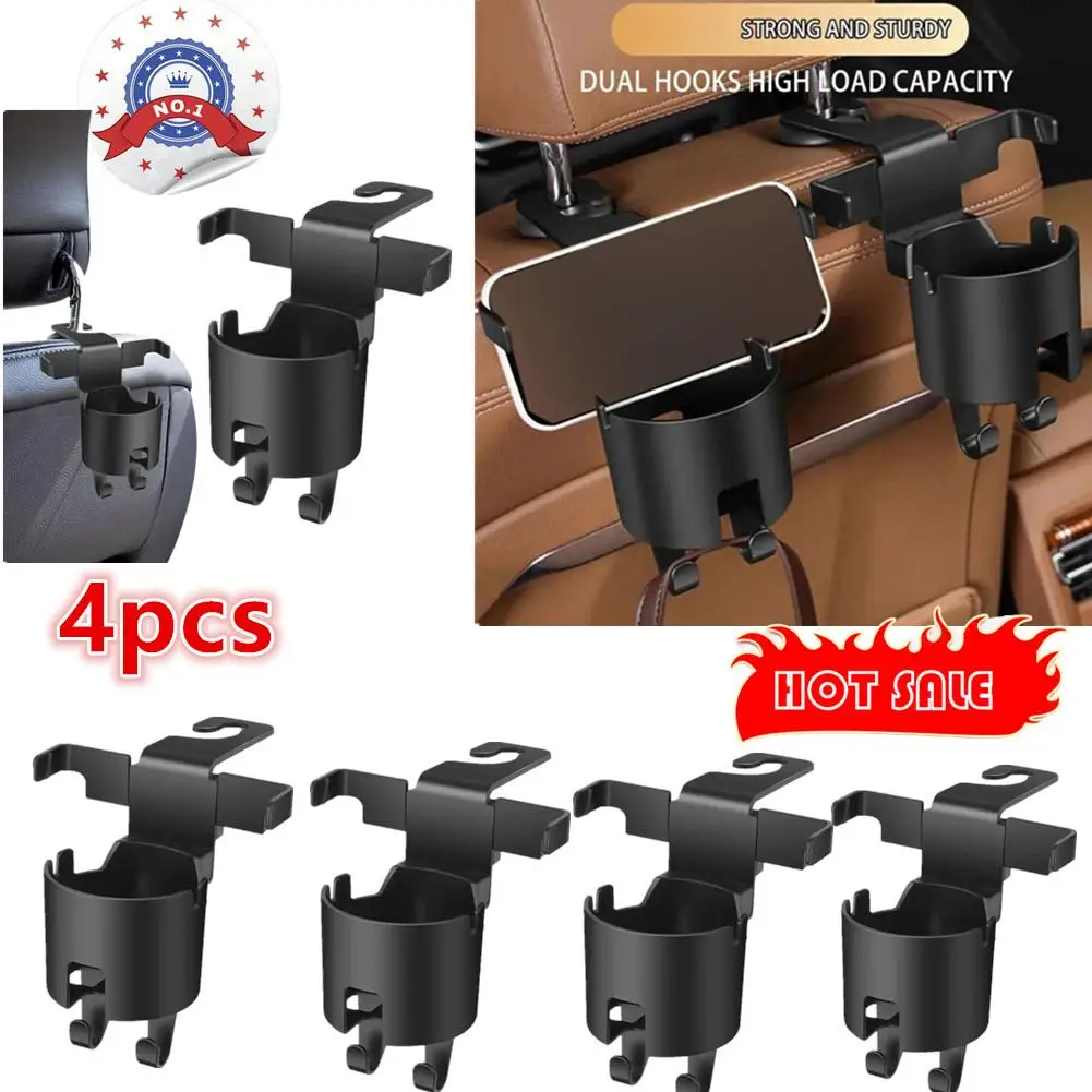 

4pcs ABS Car Headrest Cup Holder Car Seat Headrest Hook Multipurpose Cup Organizer Clip For Phone Car Interior Tidy Accessories