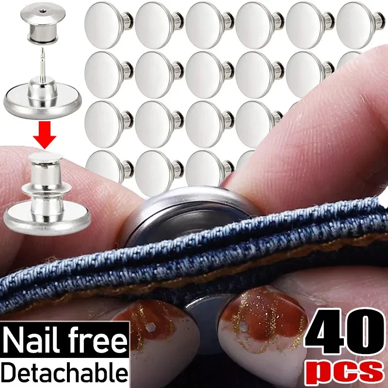 Nail-free Jeans Button Lightweight Pants Detachable Buckle Sturdy Round Trousers Buttons Shirt Quick Installation Metal Snap