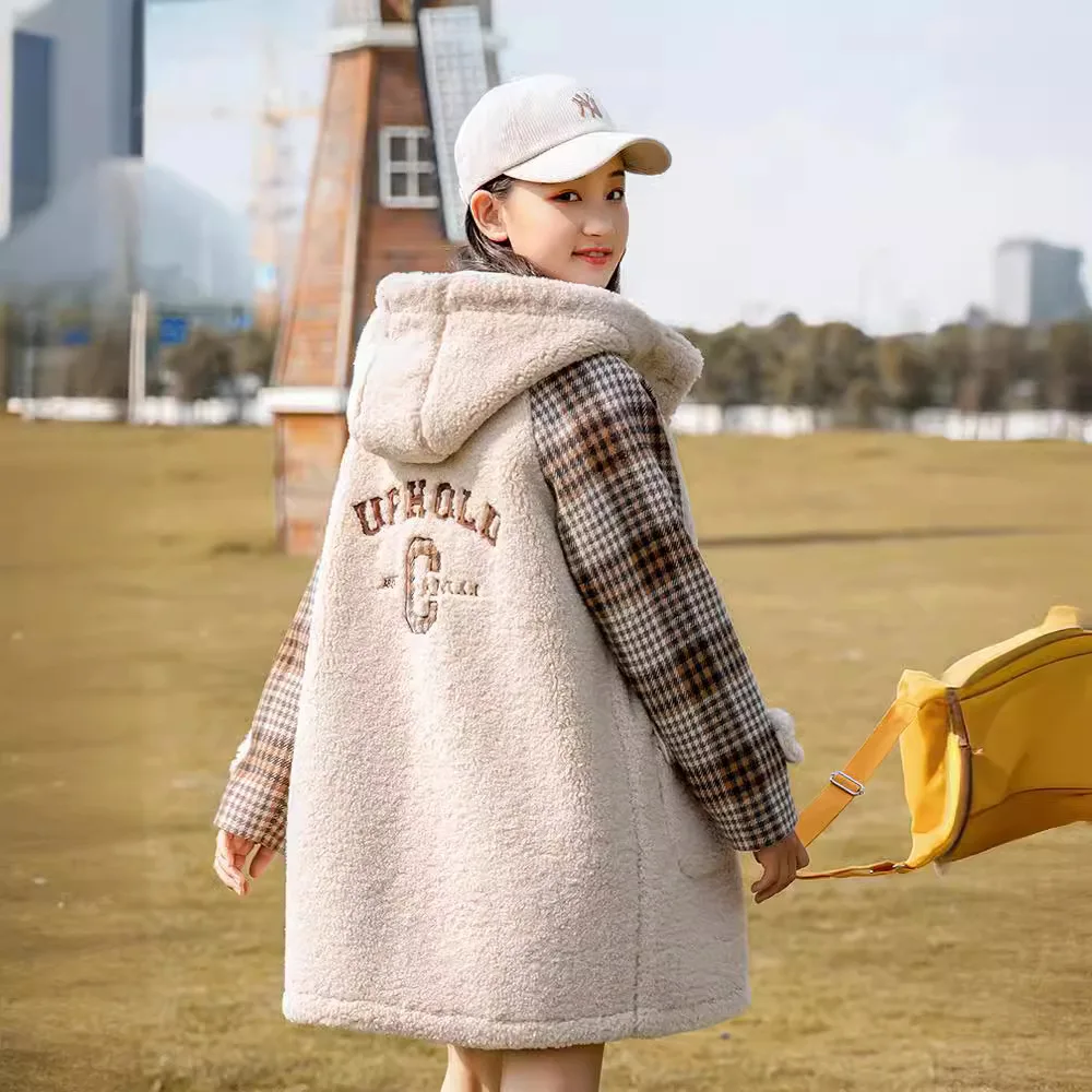 

Junior high school students woolen coat 2021 autumn and winter high school girls older children girls cashmere coat