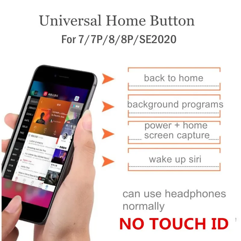 Universal Home Button Replacement for iPhone 7 8 Plus SE2020 SE3 Back Return Function Solution Without Touch ID free Tools