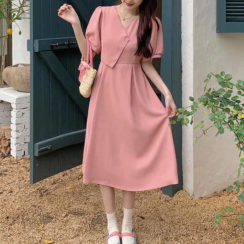 2024 Sommer Frauen lässig Urlaub Kleid Dame Nieten Französisch Stil Satin Kleid weibliche elegante