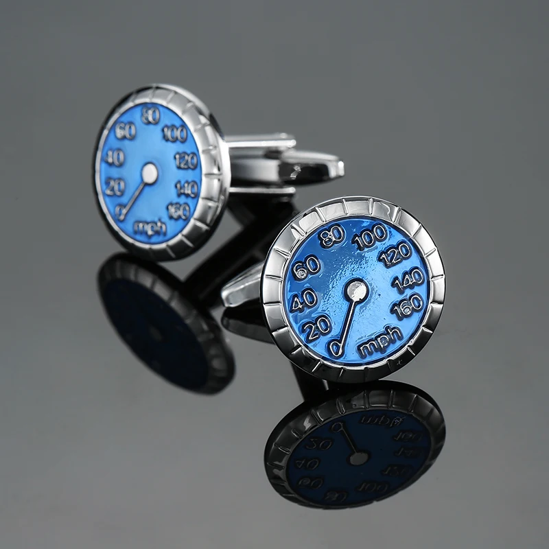 High quality blue car speedometer cufflinks for men's wedding French shirt cuffs branded buttons, the best choice for gift givin