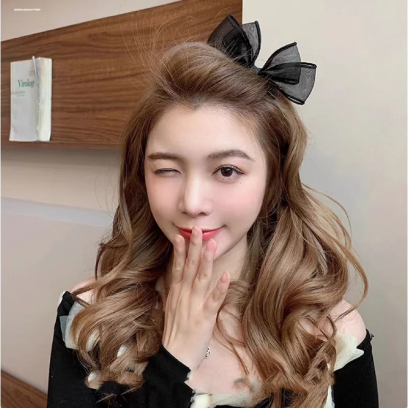 Korean Style Bow Hair Clip Custom Black Mesh Women Side Bangs Clip Broken Hair Clip Bobby Pin Hairpin Hair Accessories image 2