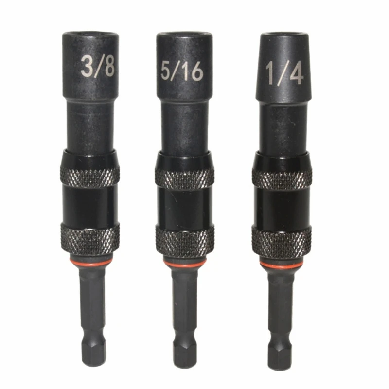 3Pcs/set Magnetic Pivots Nut Driver Set Universal Impact Driver Socket 1/4inch Hex Bit Holder Impact Drill Socket M4YD