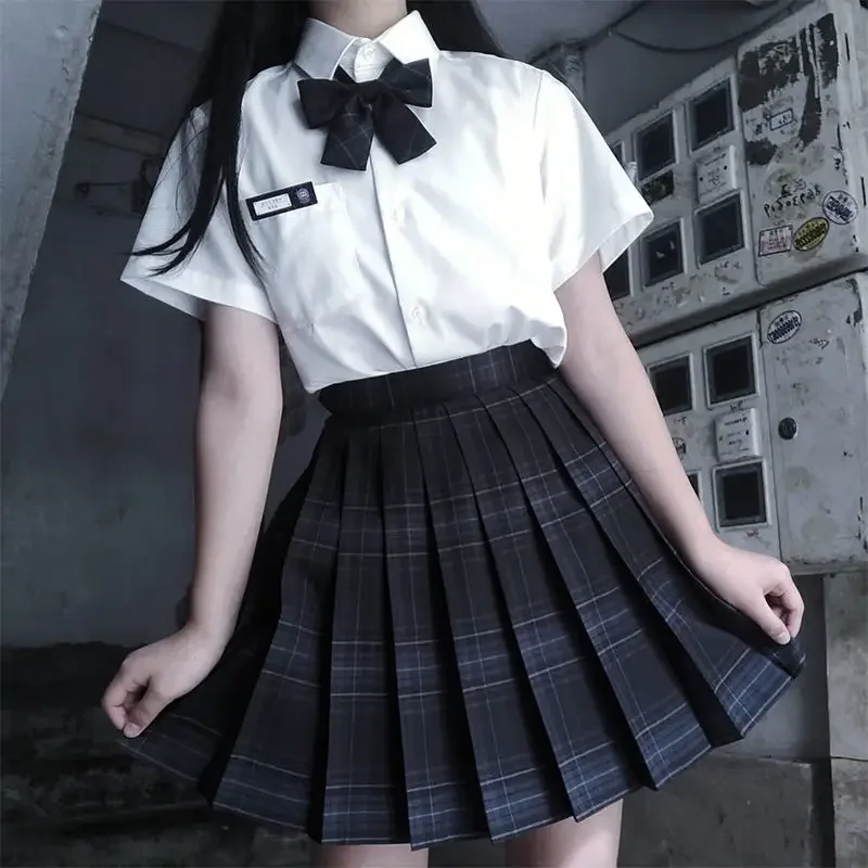 Preppy Black Plaid Pleated Skirt Women Japanese Fashion School Uniform Girl Kawaii High Waist A-line Mini Skirt Cute JK