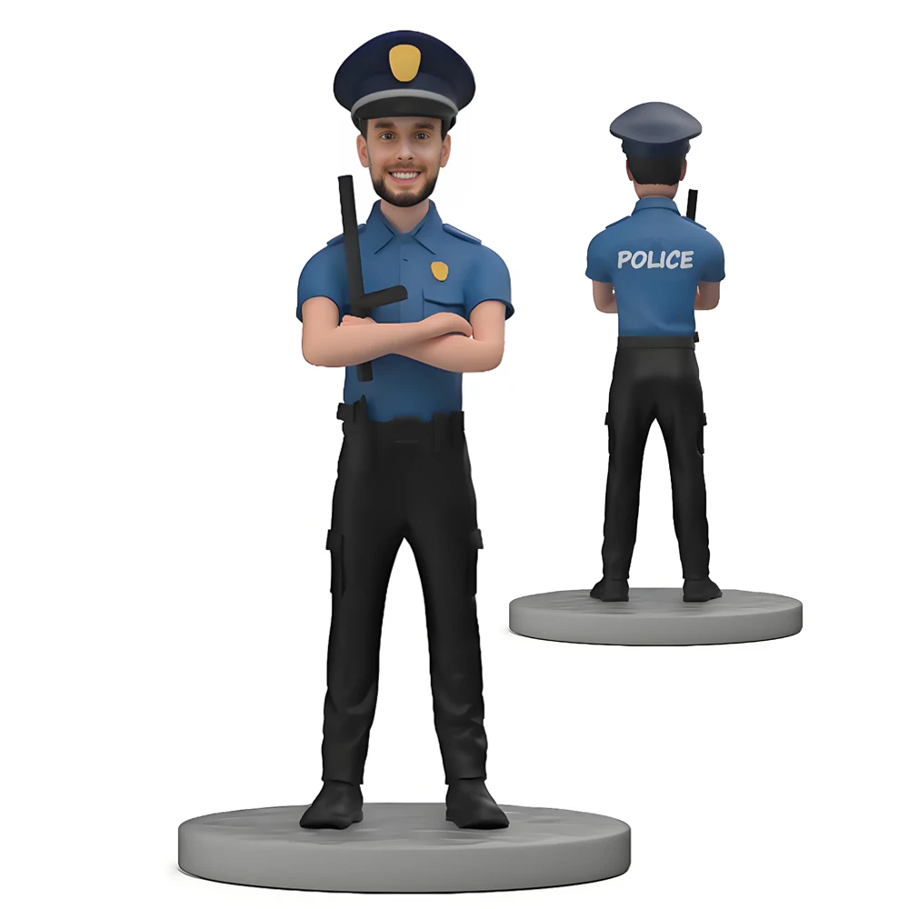 

Custom Bobblehead Dolls, Personalized Handmade Police Doll With Gun, Clay Sculpture, Fully Handmade Retirement Gift