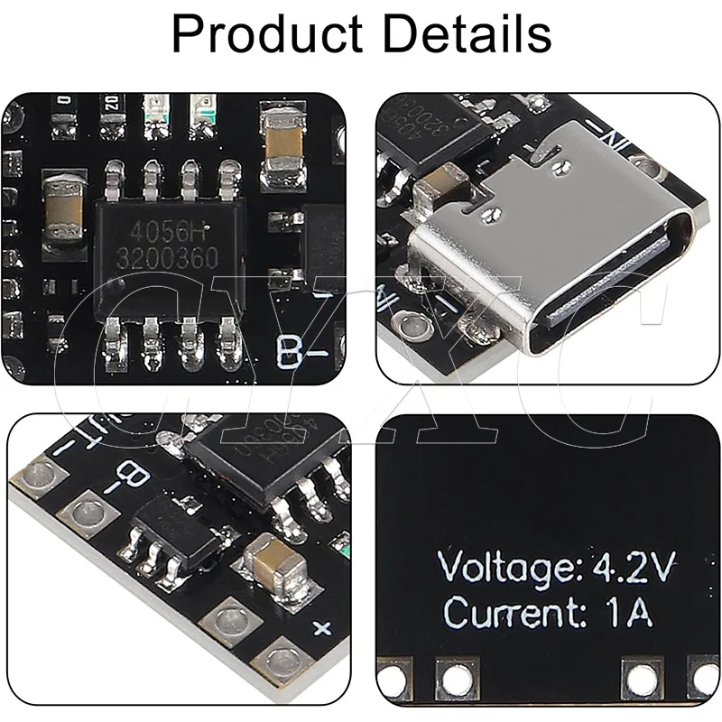 Scheda di ricarica per batteria al litio da 3,7 V con protezione Scheda di ricarica per batteria agli ioni di litio USB C di tipo C