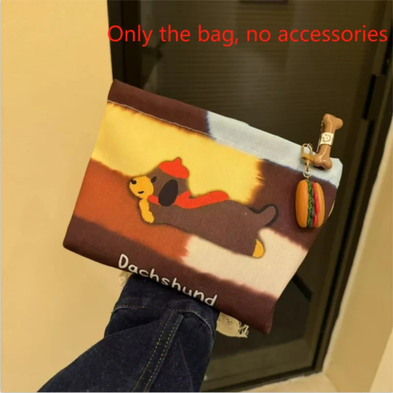 

Cute Scarf Dog Cosmetic Makeup Bag Toiletry Bag Girl Clutch Large Capacity Travel Retro Trendy Portable Handbag Storage Bag Gift