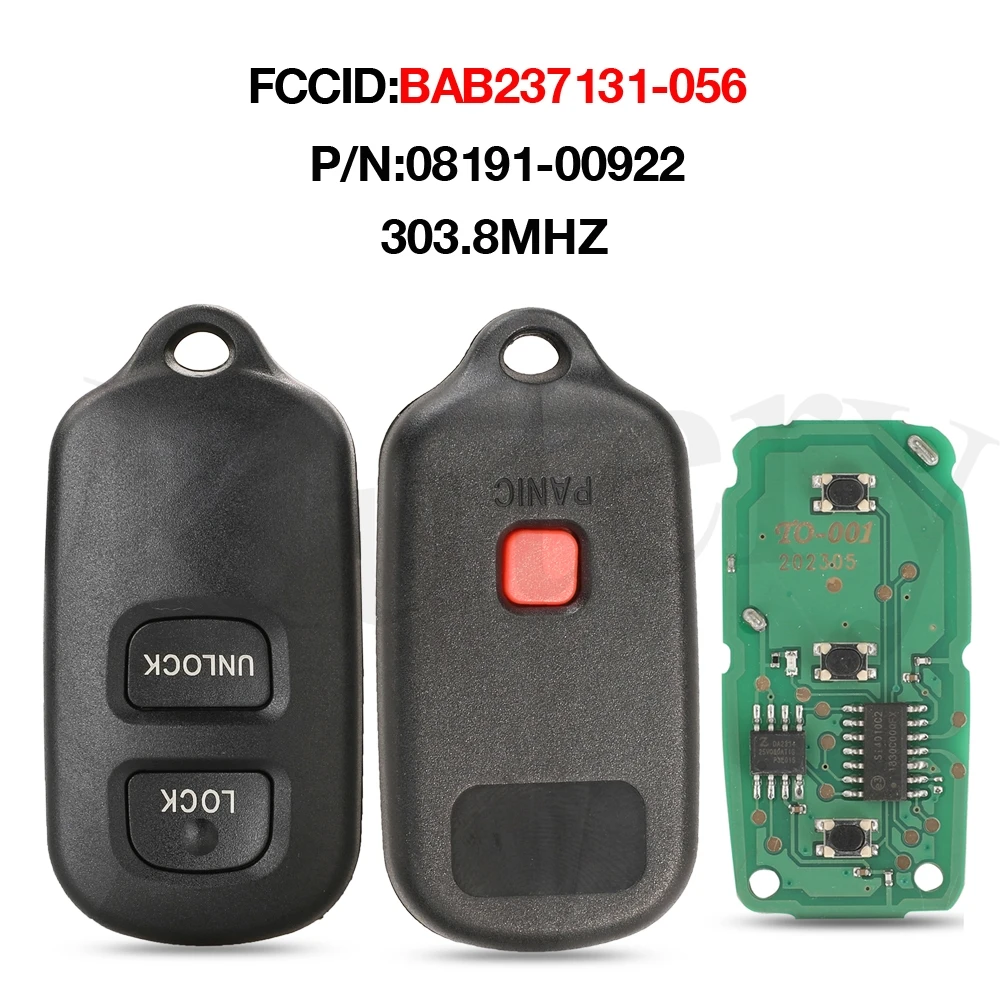 jingyuqin BAB237131-056 303.8Mhz Remote Car Key Fob For Toyota 1995-2004 Tacoma 2003-2006 Tundra Installed Keyless Entry RS3200