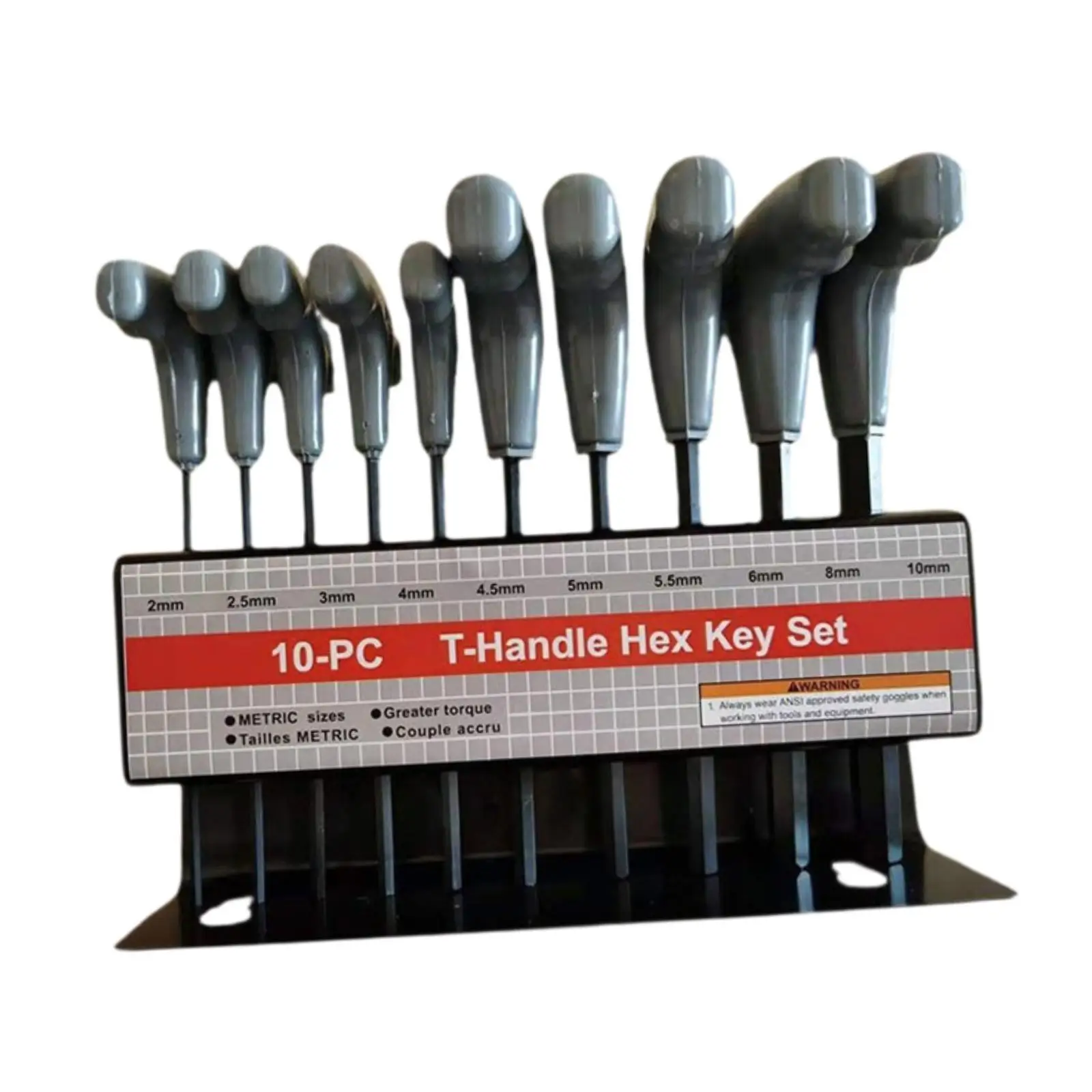 10x Generic T Handle Allen Wrench Set Performance Tool Wear Resistant with Stand Hand Tools Hex Key Set for Cars Repairing