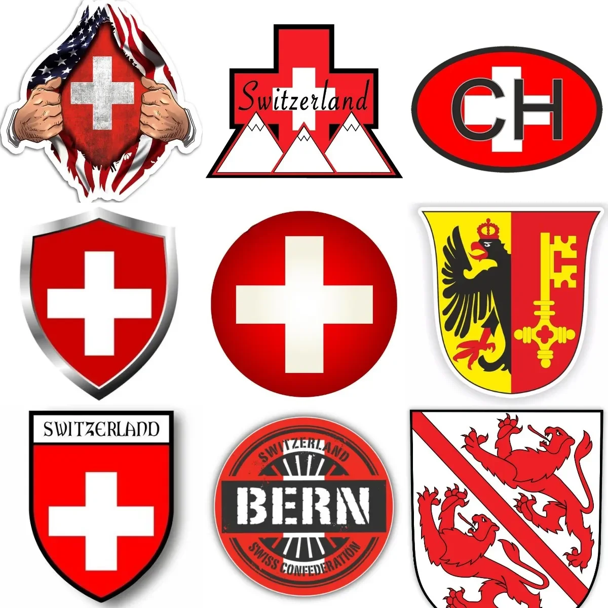 

Switzerland CH Flag Badge Waterproof Sticker for Covered Scratch Decorate Motorcycle Laptop Camper Table Car Truck Van Bicycle