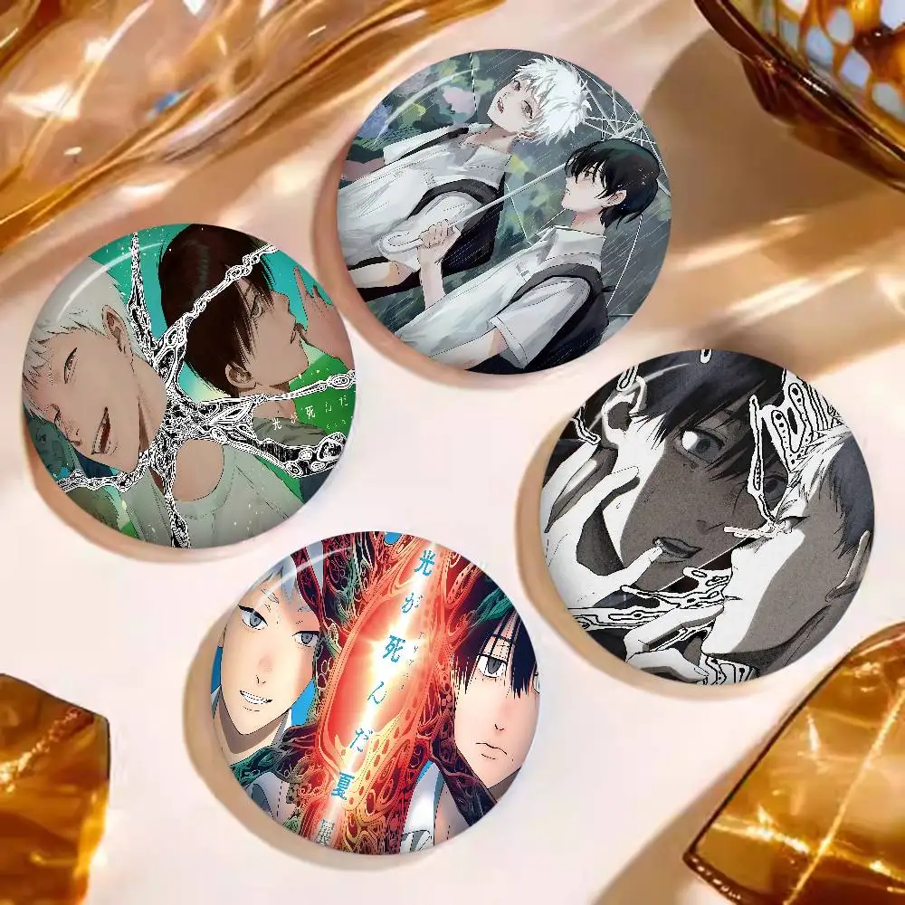 Anime The S-Summer H-Hikaru Died Creative Pins Funny Faces Round Snap-in Brooch Badge Backpack Hat Accessories Jewelry Gifts