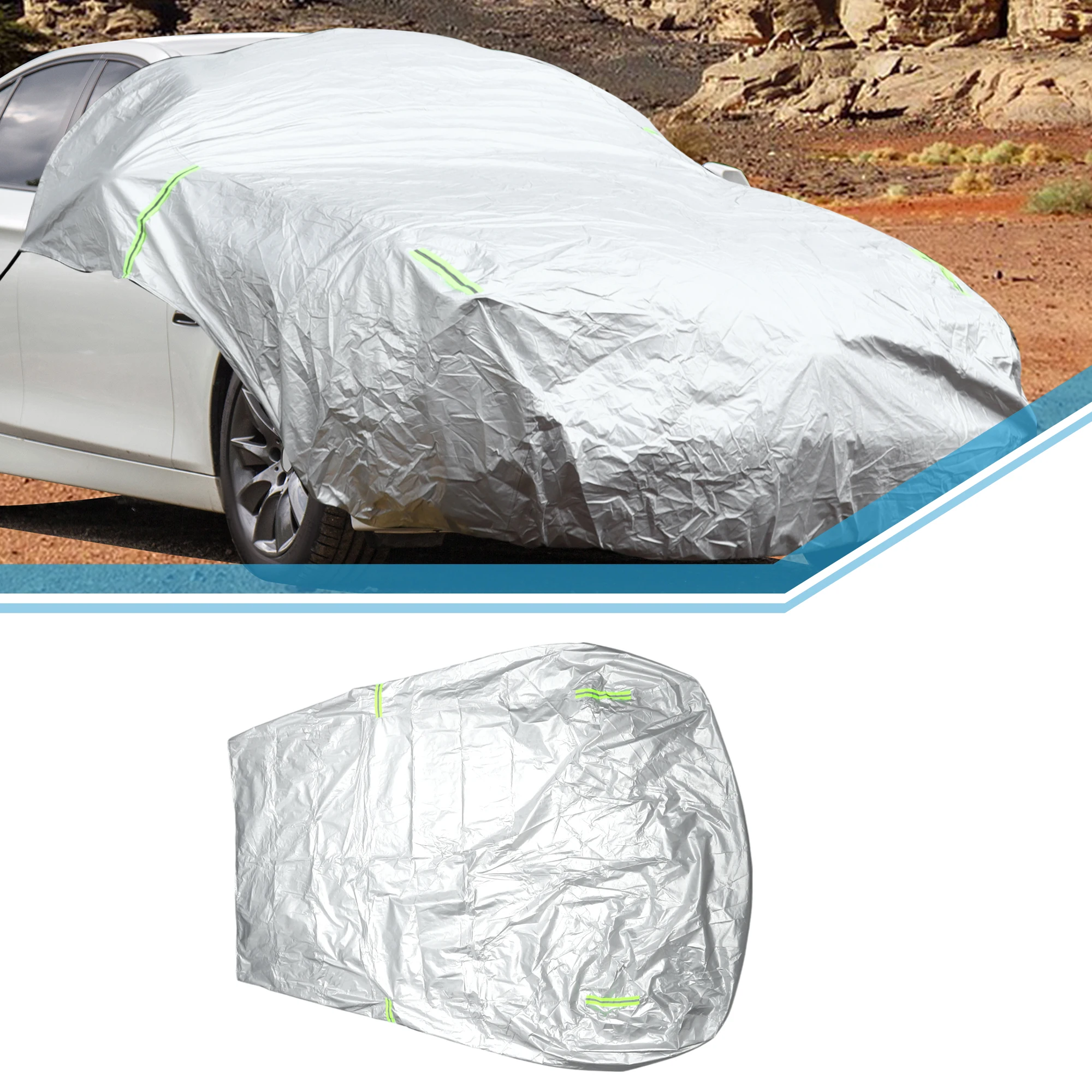 

UXCELL Front Half Car Cover 300x120cm Bonnet Cover Waterproof Outdoor Engine Hood Half Cover for Car Aluminum Film Cotton