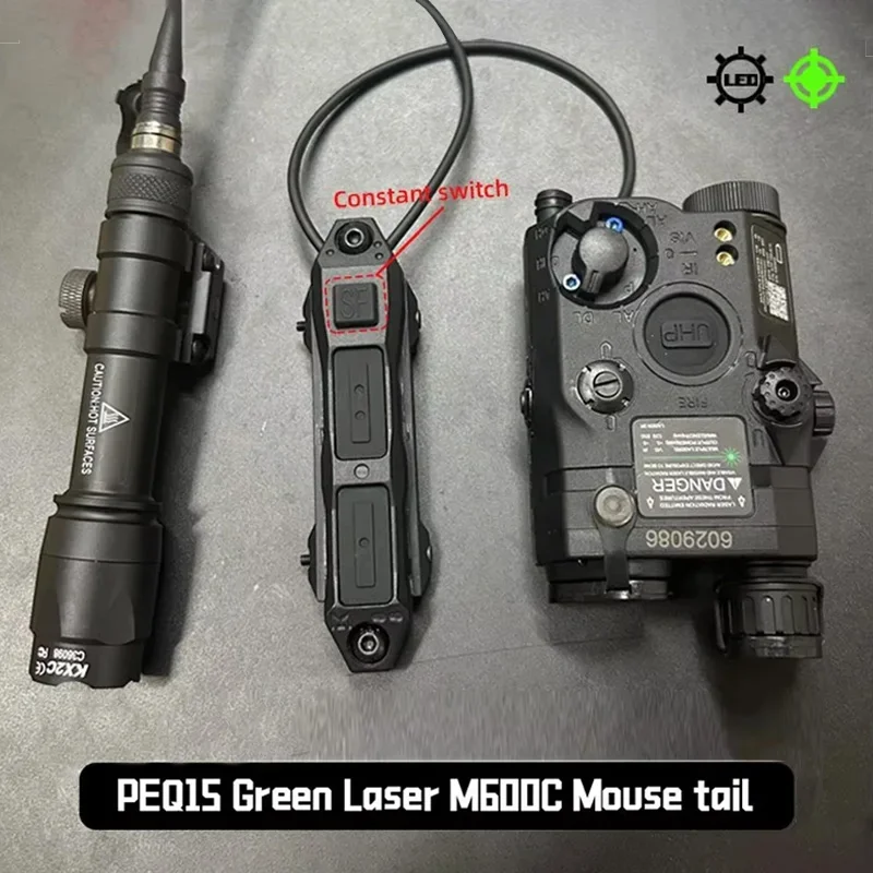 Element PEQ15 Laser Sight Red Green Beam LED Flashlight with Dual Control Rat Tail Switch 20mm Picatinny Airsoft Hunting Gear