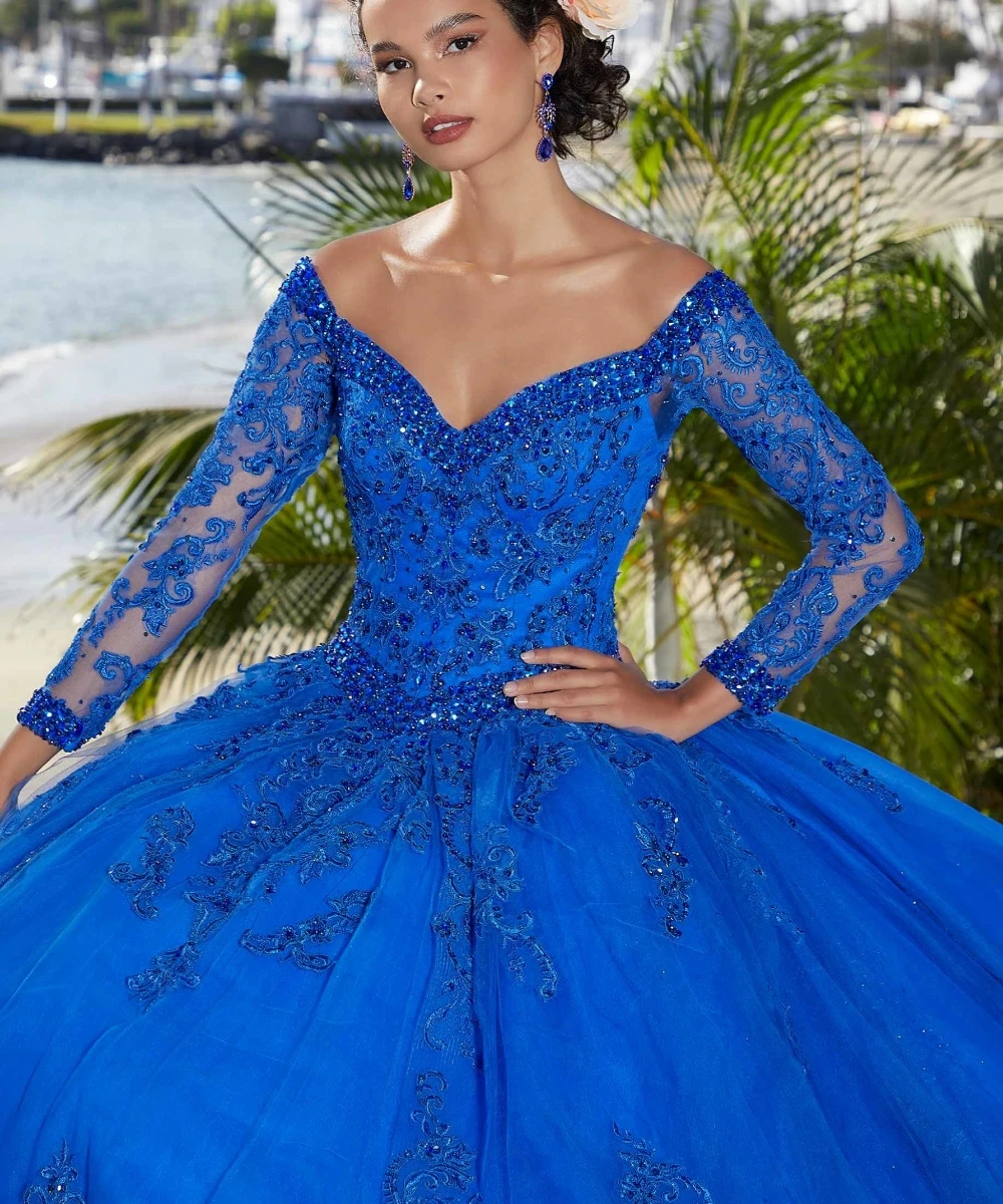 EVLAST-Robe Quinceanera personnalisée avec appliques en dentelle rouge, robe de Rhperlée, corset en cristal, robe Sweet 16, robe éducative, TQD127