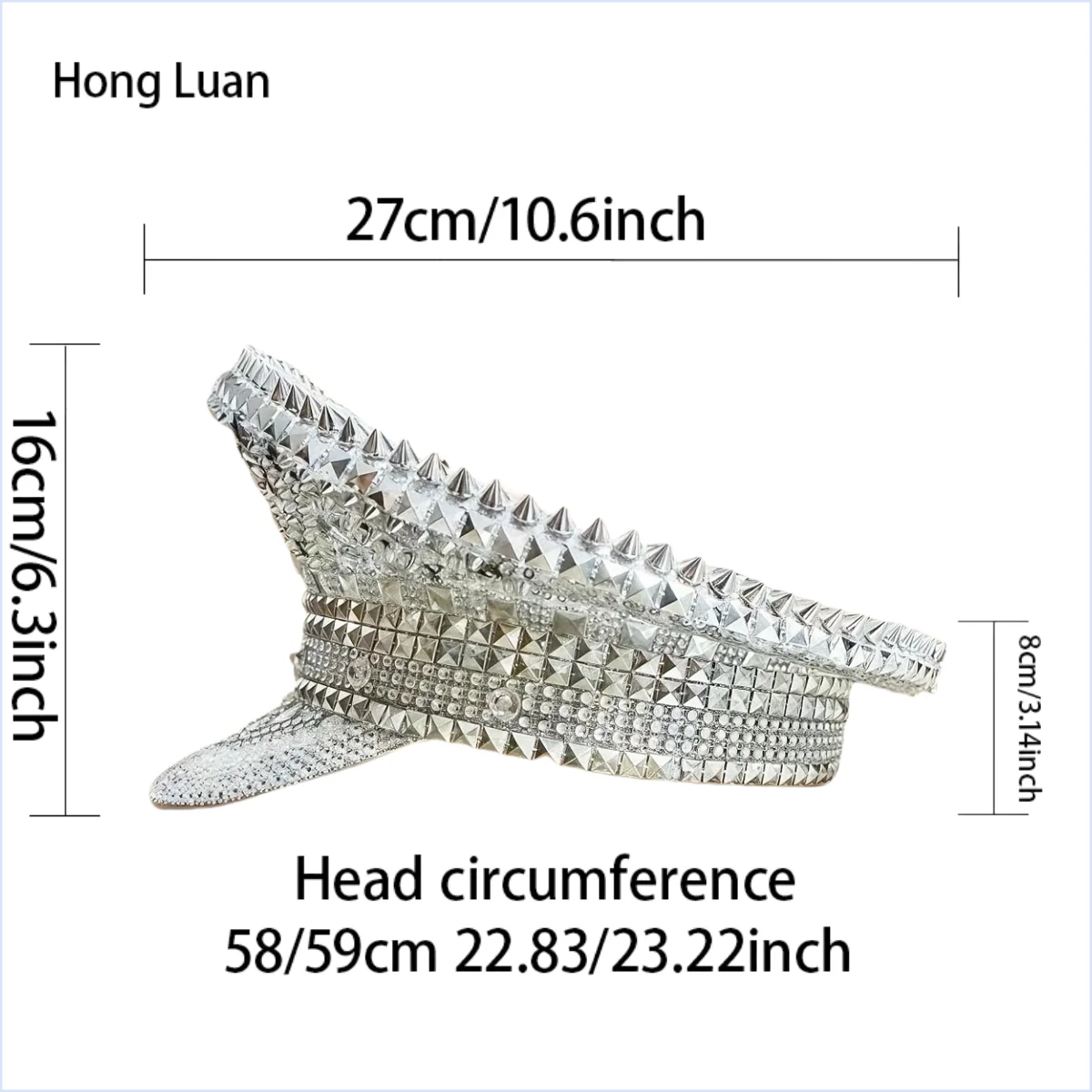 

Steampunk Captain Hat Rhinestone for Music Festival, Halloween, Disco, Burning Man, Vintage Military Cap for Men & Women