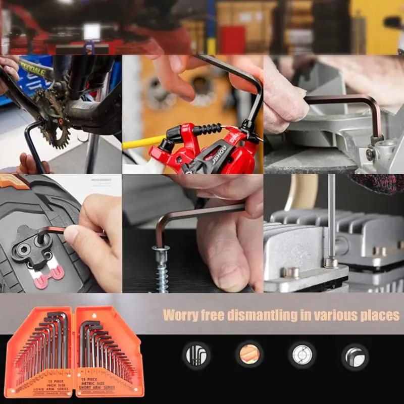 {NN72} 30-teiliges Inbusschlüssel-Set mit Inbusschlüssel SAE Metric S2 Werkzeugstahl-Handwerkzeugsatz für Reparatur und Wartung