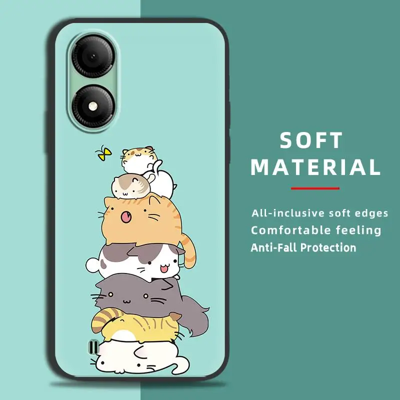 Dirt-resistant Shockproof Phone Case For ZTE Blade A33s Anti-dust Cartoon Full wrap protective Soft case Cover TPU Cute