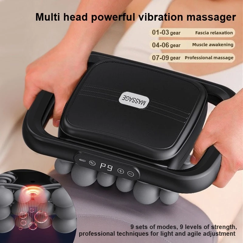 

Мощный пистолет для глубокого расслабления мышц с несколькими головками, профессиональный высокочастотный вибрационный массажер для талии и спины