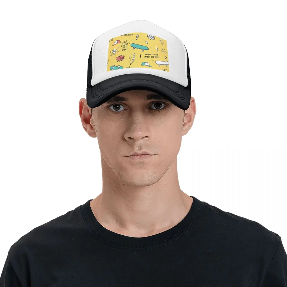 Cartoon Skateboard Graffiti PatternCap Casual Mesh Baseball Caps Adjustable Hat Hip Hop Summer Unisex Baseball Hats