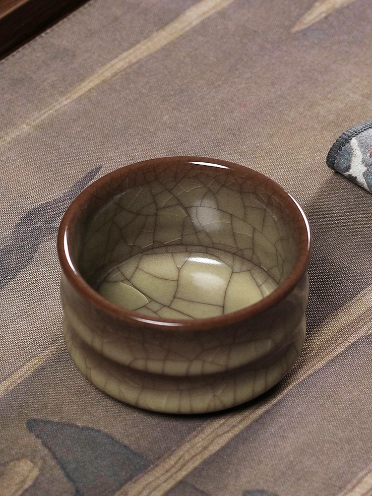 Handmade Blue Porcelain Gongfu Tea Cup Owner Cup Ice Crack Pattern Ceramic Drinking Cup Chinese Style Retro Home Use