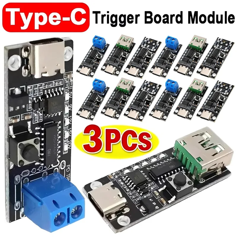 3/1Pcs 5A USB-C Fast Charge Trigger Board Module PD DC 5V 9V 12V 20V Adjustable Voltage Power Trigger Module TypeC Female Input