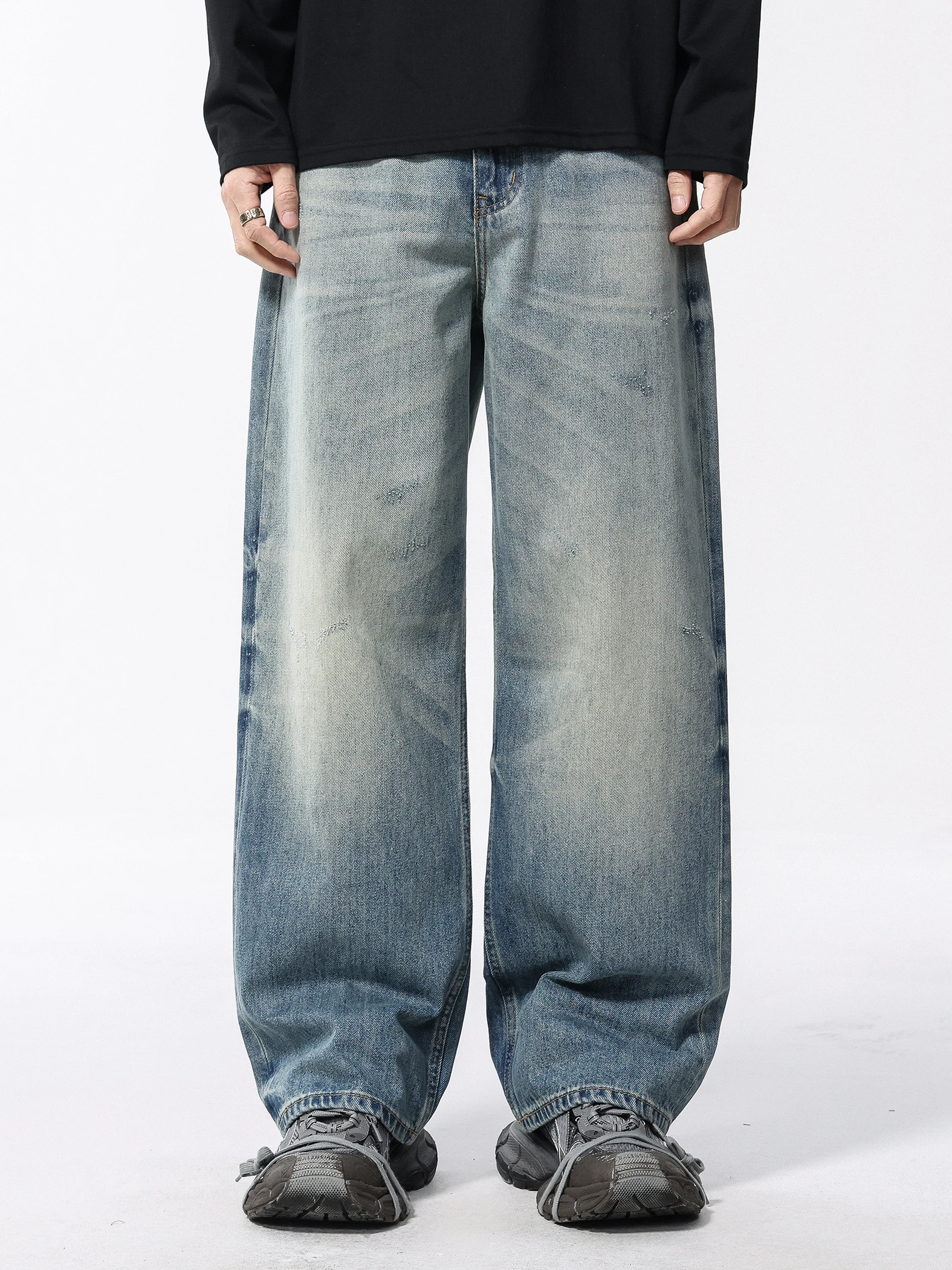 

Джинсы Bla Armada 2025: Новинка Весны, Ретро-стиль, Свободный крой, Прямые, Универсальные, Повседневные, для Подростков и Молодежи