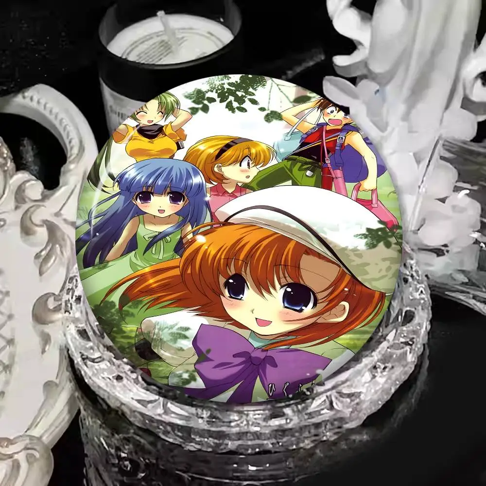 Higurashi When They Cry Classic Movie Tinplate Pin Button Custom Anime Role Old-school Brooch Collar Badge Jewelry Gift Fans view 6